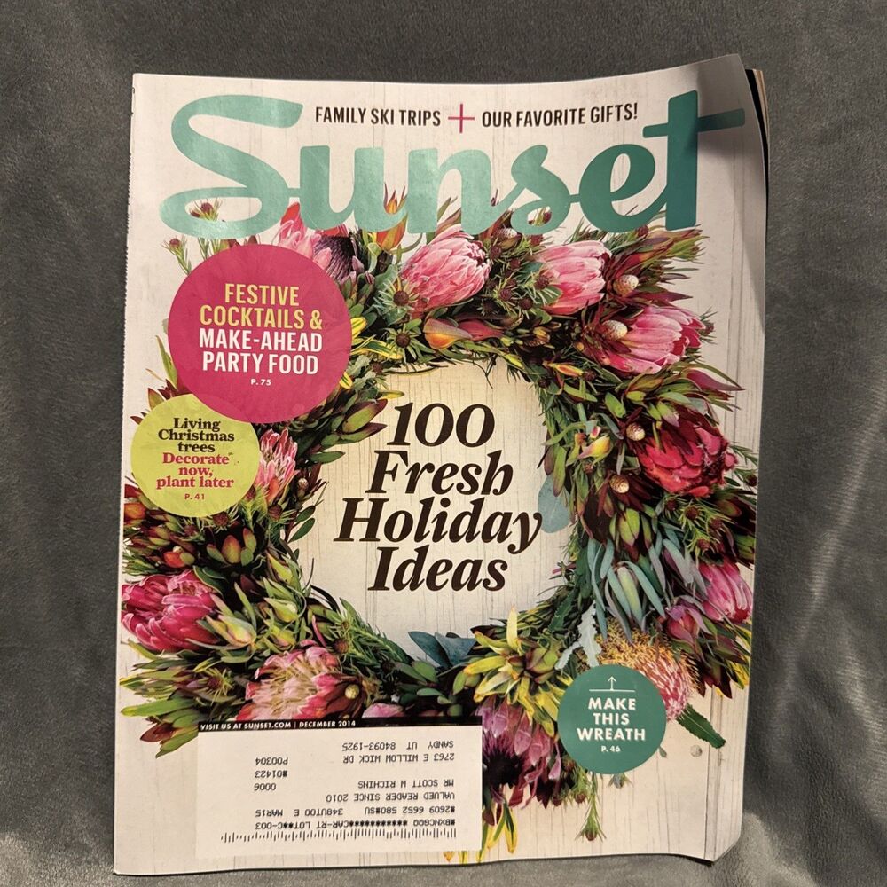 Sunset Magazine Western Living December 2014 Holiday Parties Made Easy Christmas
